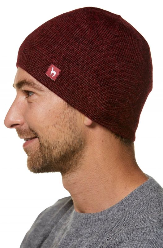 Alpakka lue, Vendbar, Sort/rød mellert