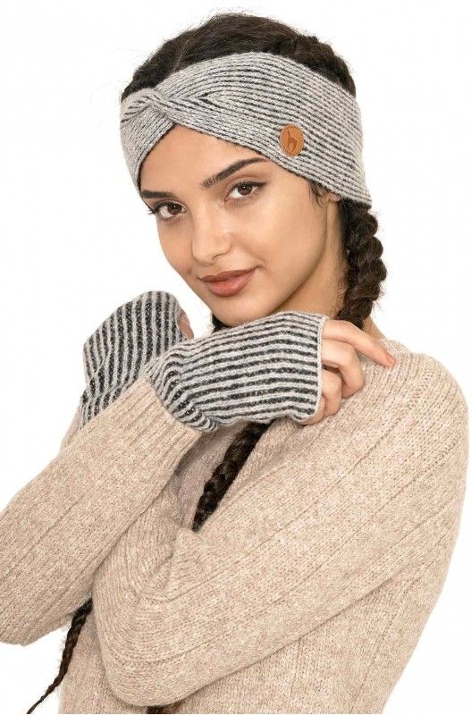 Alpakka pulsvarmer, MARINO, grå/sort