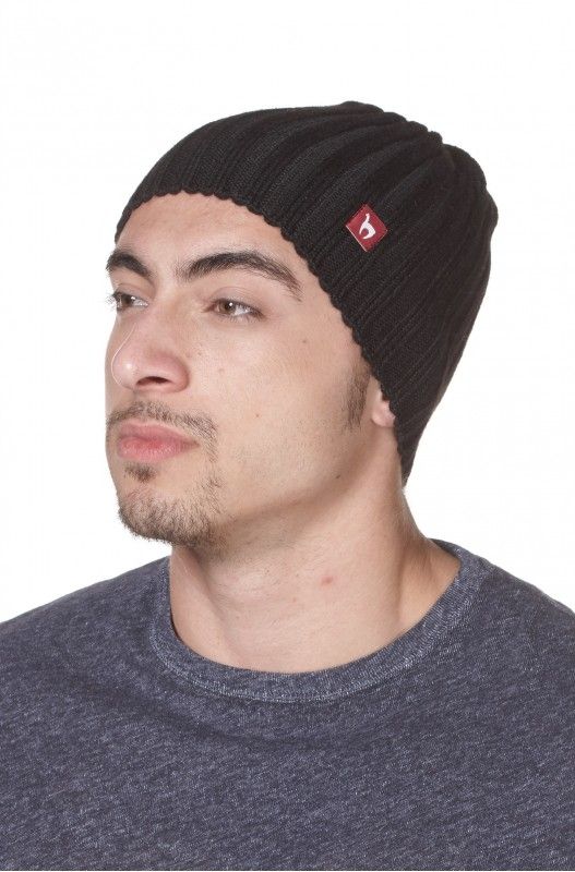 Alpakka lue, Skycap,ribbestrikket, Sort