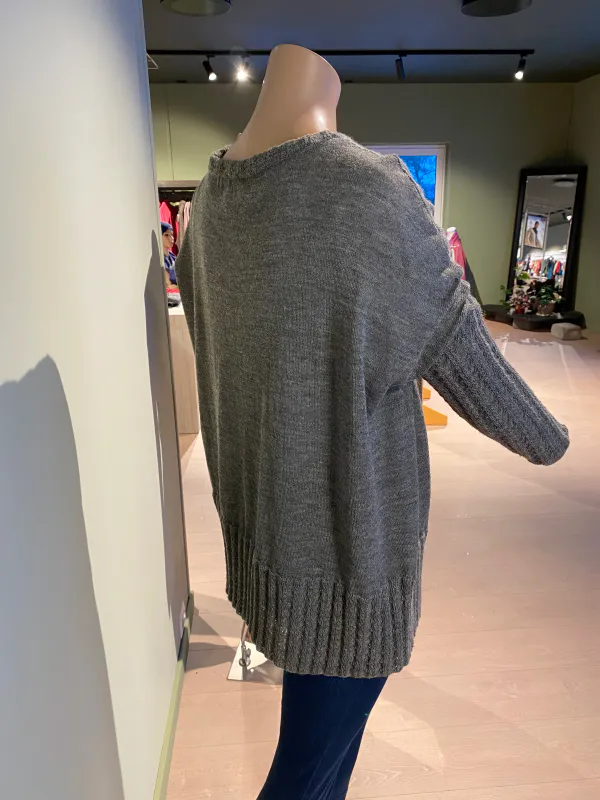 Alpakka genser, Diana Trim, grå-oliven